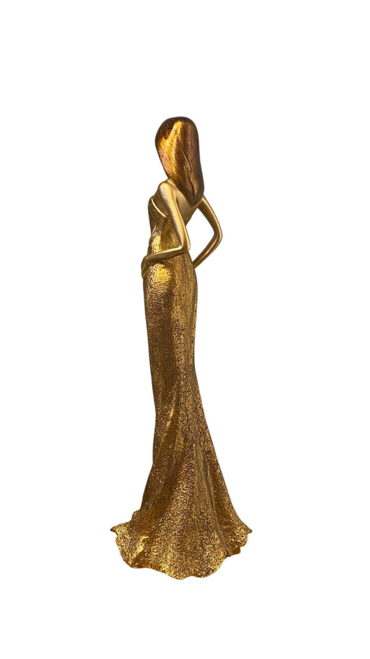 OLD GOLD WOMAN FIGURINE 44 CM RESIN