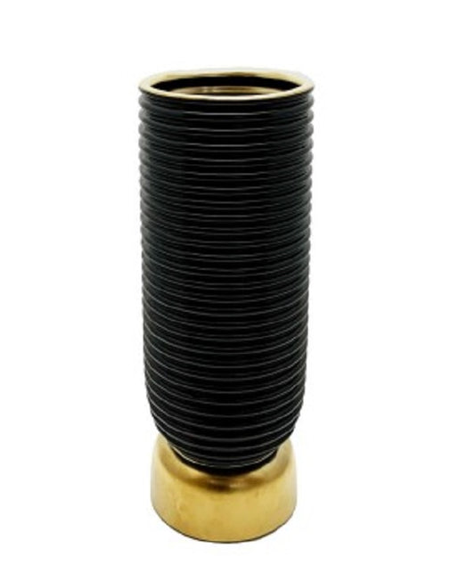 SHEILA BLACK/GOLD VASE 35CM