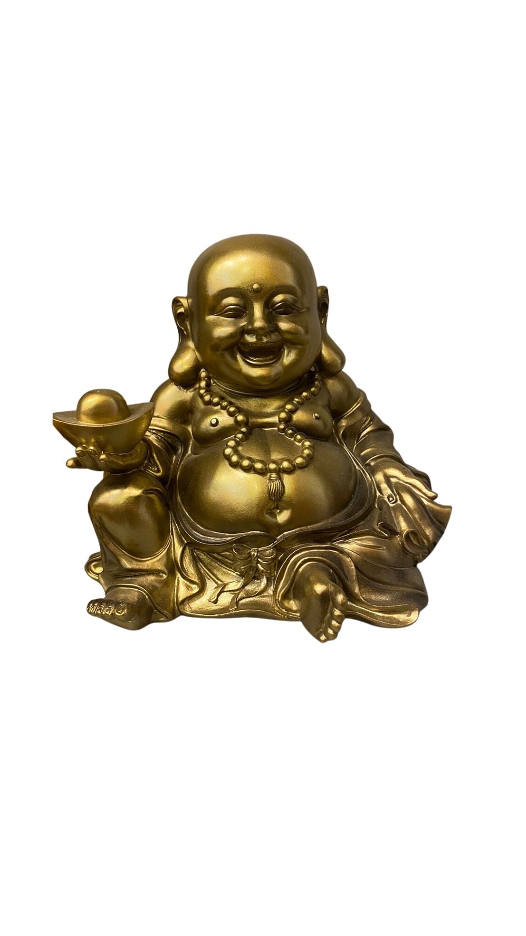 ESTATUETA BUDDHA FELIZ SENTADO  23 CM RESINA