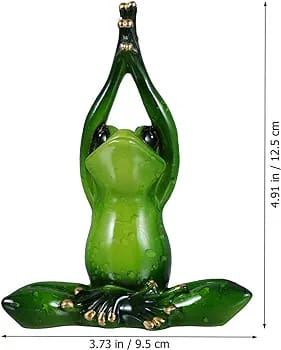 GREEN FROG YOGA FIGURINE 14 CM RESIN